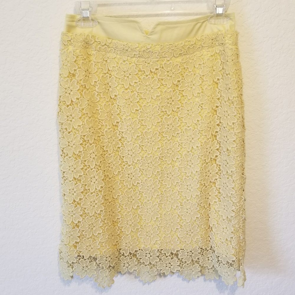 Anthro Yellow Lace Skirt